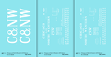 Chicago and North Western 40 Ft Boxcar White Big CNW - Decal - Choose Scale