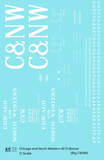 Chicago and North Western 40 Ft Boxcar White Big CNW - Decal - Choose Scale