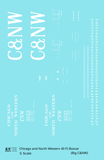 Chicago and North Western 40 Ft Boxcar White Big CNW - Decal - Choose Scale