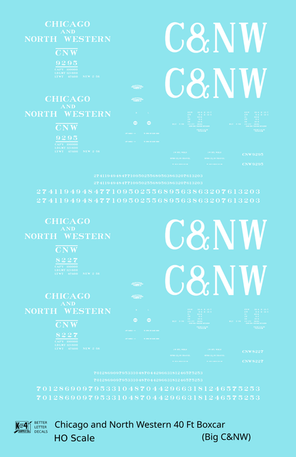 Chicago and North Western 40 Ft Boxcar White Big CNW