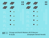 Chicago and North Western 40 Ft Boxcar White and Black Employee Owned Herald - Decal - Choose Scale