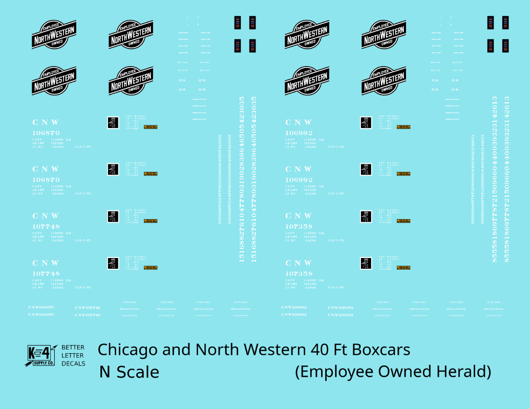 Chicago and North Western 40 Ft Boxcar White and Black Employee Owned Herald