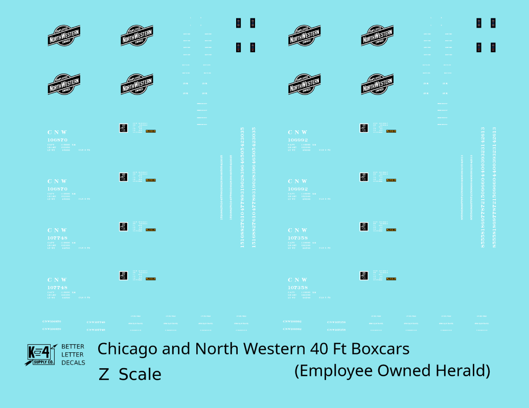 Chicago and North Western 40 Ft Boxcar White and Black Employee Owned Herald