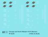 Chicago and North Western 40 Ft Boxcar White and Black Railway/System Herald - Decal - Choose Scale