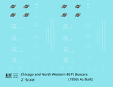Chicago and North Western 40 Ft Boxcar White and Black Railway/System Herald - Decal - Choose Scale