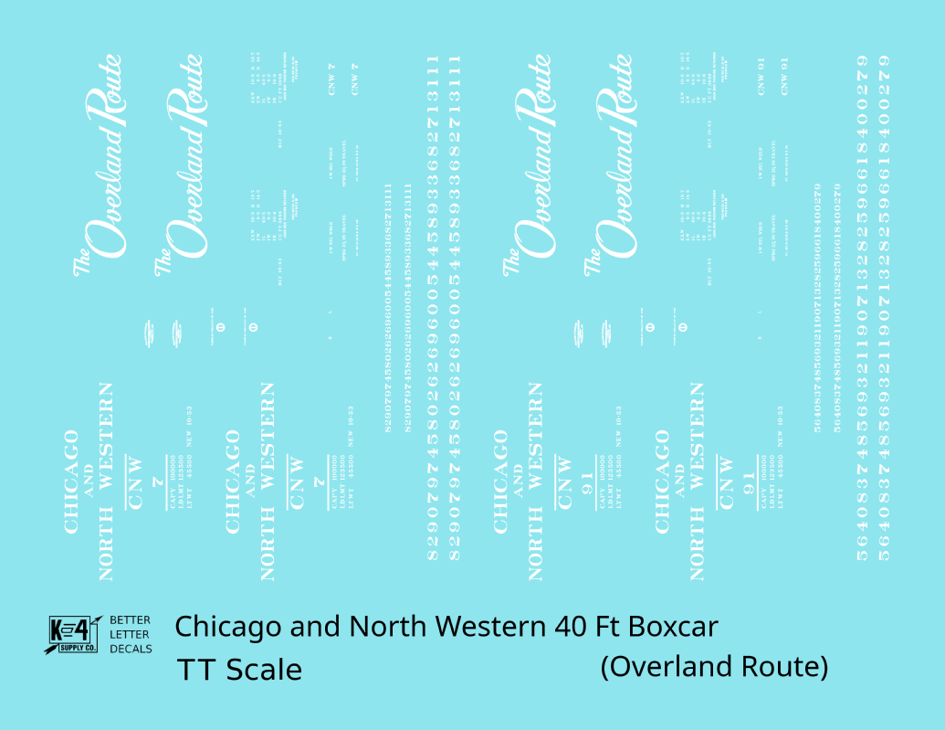 Chicago and North Western 40 Ft Boxcar White The Overland Route