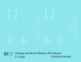 Chicago and North Western 40 Ft Boxcar White The Overland Route - Decal - Choose Scale