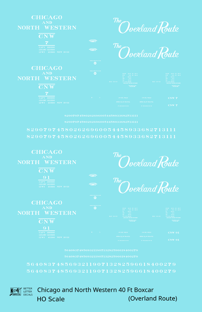 Chicago and North Western 40 Ft Boxcar White The Overland Route