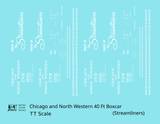 Chicago and North Western 40 Ft Boxcar White Route Of the Streamliners - Decal - Choose Scale