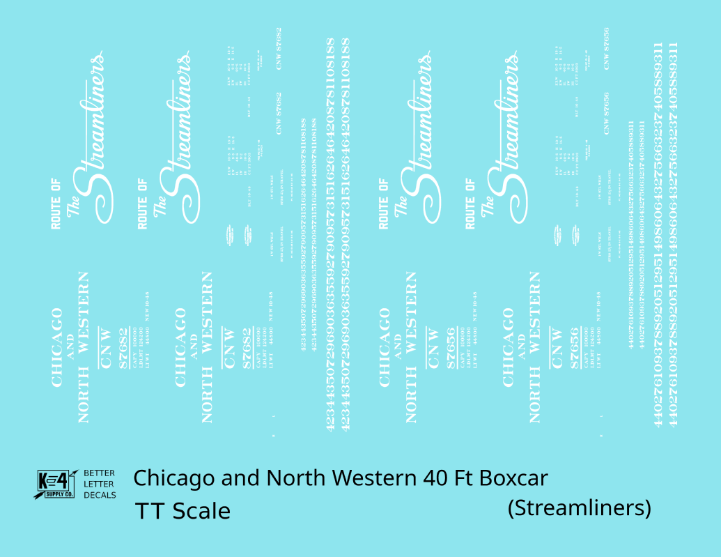 Chicago and North Western 40 Ft Boxcar White Route Of the Streamliners