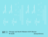 Chicago and North Western 40 Ft Boxcar White Route Of the Streamliners - Decal - Choose Scale