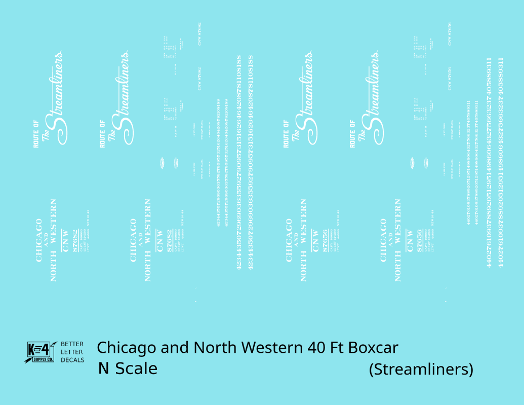 Chicago and North Western 40 Ft Boxcar White Route Of the Streamliners