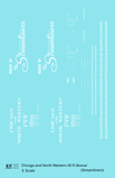Chicago and North Western 40 Ft Boxcar White Route Of the Streamliners - Decal - Choose Scale