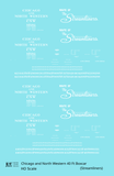 Chicago and North Western 40 Ft Boxcar White Route Of the Streamliners - Decal - Choose Scale