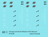 Chicago and North Western 40 Ft Boxcar White Stencil Herald - Decal - Choose Scale
