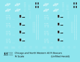 Chicago and North Western 40 Ft Boxcar White Unfilled Herald - Decal - Choose Scale