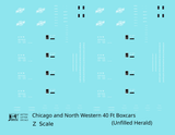 Chicago and North Western 40 Ft Boxcar White Unfilled Herald - Decal - Choose Scale