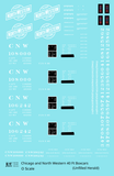 Chicago and North Western 40 Ft Boxcar White Unfilled Herald - Decal Sheet
