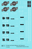 Chicago and North Western 40 Ft Boxcar White and Black Vertical Edge Line Herald - Decal Sheet