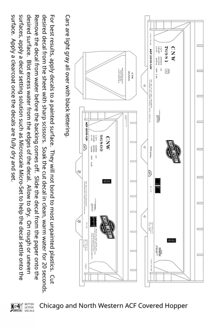 Chicago and North Western ACF Covered Hopper Black  - Decal