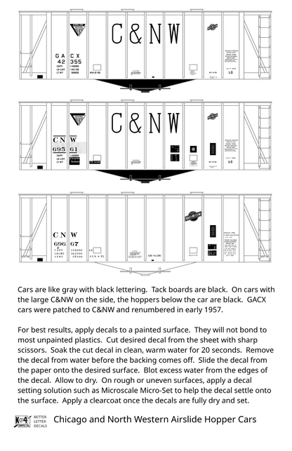 Chicago and North Western Airslide Covered Hopper Black  - Decal