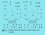 Chicago and North Western Airslide Covered Hopper Black  - Decal - Choose Scale