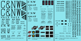 Chicago and North Western Airslide Covered Hopper Black  - Decal - Choose Scale