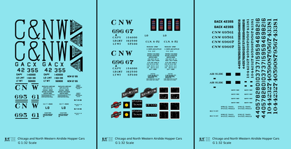 Chicago and North Western Airslide Covered Hopper Black  - Decal - Choose Scale