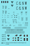 Chicago and North Western Airslide Covered Hopper Black  - Decal - Choose Scale
