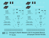 Chicago and North Western 50 Ft Insulated Boxcar Black and White Employee Owned Herald - Decal - Choose Scale