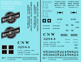 Chicago and North Western 50 Ft Insulated Boxcar Black and White Employee Owned Herald - Decal - Choose Scale