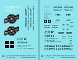 Chicago and North Western 50 Ft Insulated Boxcar Black and White Employee Owned Herald - Decal - Choose Scale