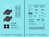 Chicago and North Western 50 Ft Insulated Boxcar Black and White Employee Owned Herald - Decal - Choose Scale