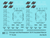 Chicago and North Western 50 Ft Insulated Boxcar Black and White As Built - Decal - Choose Scale