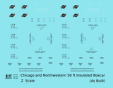 Chicago and North Western 50 Ft Insulated Boxcar Black and White As Built - Decal - Choose Scale