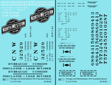 Chicago and North Western 50 Ft Insulated Boxcar Black and White As Built - Decal - Choose Scale