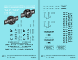Chicago and North Western 50 Ft Insulated Boxcar Black and White As Built - Decal - Choose Scale