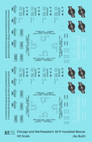 Chicago and North Western 50 Ft Insulated Boxcar Black and White As Built - Decal - Choose Scale