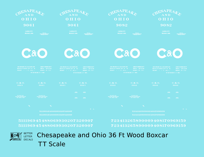 Chesapeake and Ohio 36 Ft Wood Boxcar White C&O