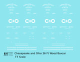 Chesapeake and Ohio 36 Ft Wood Boxcar White C&O