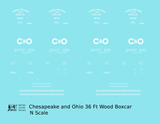Chesapeake and Ohio 36 Ft Wood Boxcar White C&O