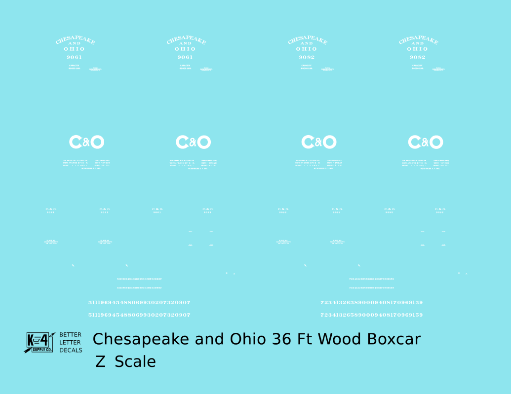 Chesapeake and Ohio 36 Ft Wood Boxcar White C&O