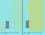 Chesapeake and Ohio ALCO Diesel Locomotive Yellow Roman Lettering - Decal - Choose Scale