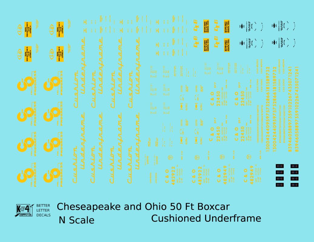 Chesapeake and Ohio 50 Ft Cushion Underframe Boxcar Yellow