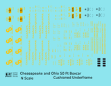 Chesapeake and Ohio 50 Ft Cushion Underframe Boxcar Yellow
