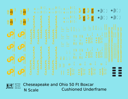 Chesapeake and Ohio 50 Ft Cushion Underframe Boxcar Yellow