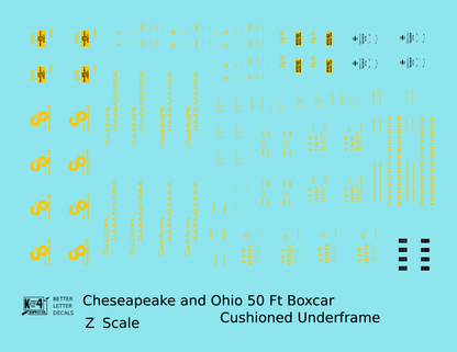 Chesapeake and Ohio 50 Ft Cushion Underframe Boxcar Yellow