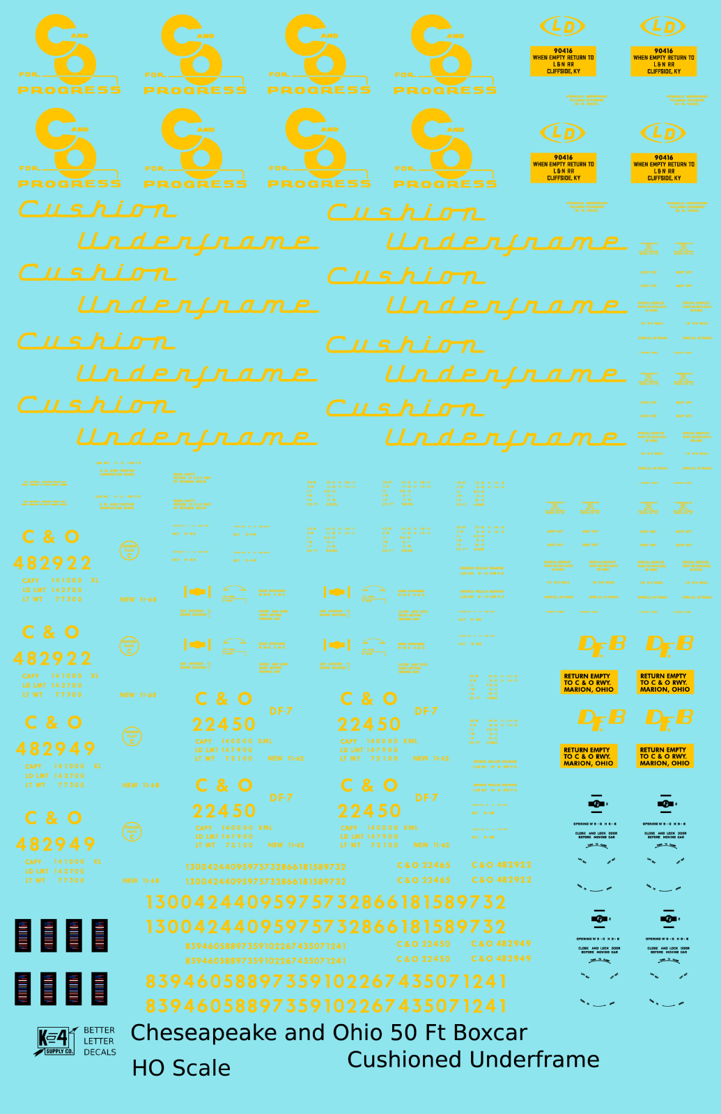 Chesapeake and Ohio 50 Ft Cushion Underframe Boxcar Yellow
