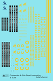 Chesapeake and Ohio Diesel Locomotive Yellow Late C & O Scheme - Decal - Choose Scale