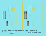 Chesapeake and Ohio Diesel Locomotive Yellow Full Name Futura - Decal - Choose Scale